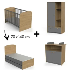 Commodes|Lits 70X140 Évolutifs* Chambre Gabin : Lit 70 x 140 + Commode + Armoire de CBA Meubles