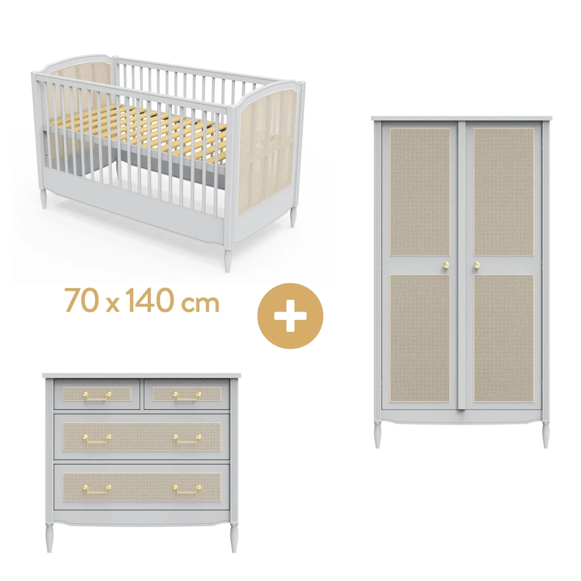 Commodes|Lits 70X140 Évolutifs* Chambre Hermione : Lit 70 x 140 cm + Armoire + Commode de Théo