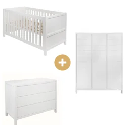 Lits 60X120 Non Évolutifs* Chambre Loft Blanc : Lit 60x120 + armoire + commode de Sauthon Baby's Sweet Home
