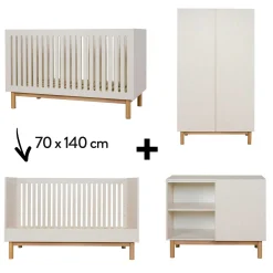 Lits 70X140 Évolutifs|Commodes* Chambre Mood : Lit 70 x 140 cm + Commode + Armoire 2 Portes de Quax