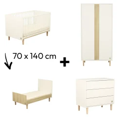 Commodes|Lits 60X120 Évolutifs* Chambre Paloma : Lit 70x140 évolutif + Commode + Armoire de Sauthon Baby's Sweet Home