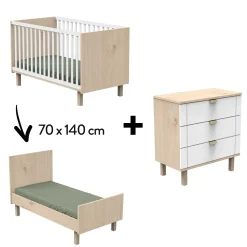 Lits 70X140 Évolutifs|Commodes* Chambre Solène Duo : lit évolutif 70x140 + commode de Sauthon Baby's Sweet Home