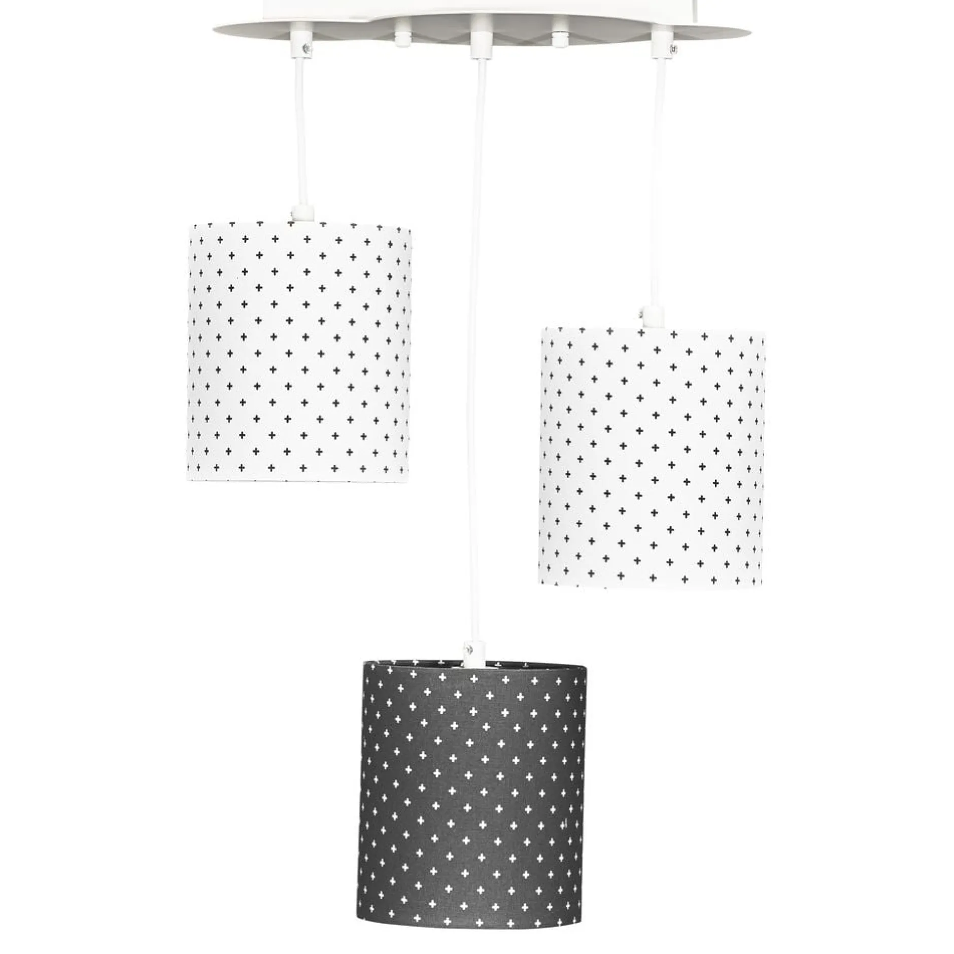 Lampes*Sauthon Baby's Sweet Home Chao Chao suspension lumineuse trio de Blanc/Gris