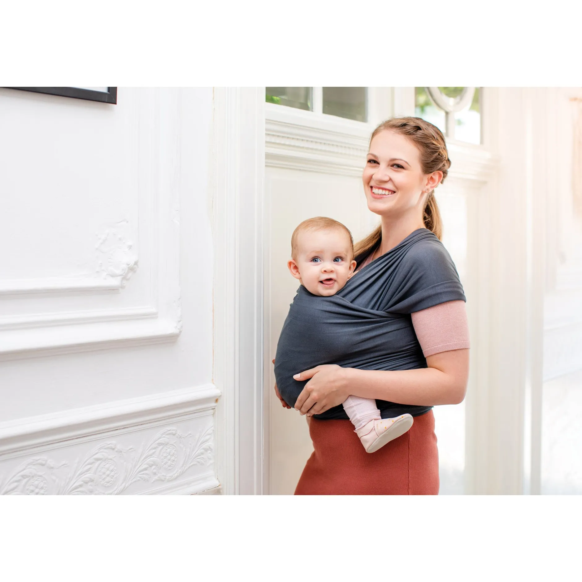 Écharpes De Portage|Tout Pour Vos Balades*Babylonia Écharpe de portage extensible Tricot-Slen bambou bio de Smokey Grey