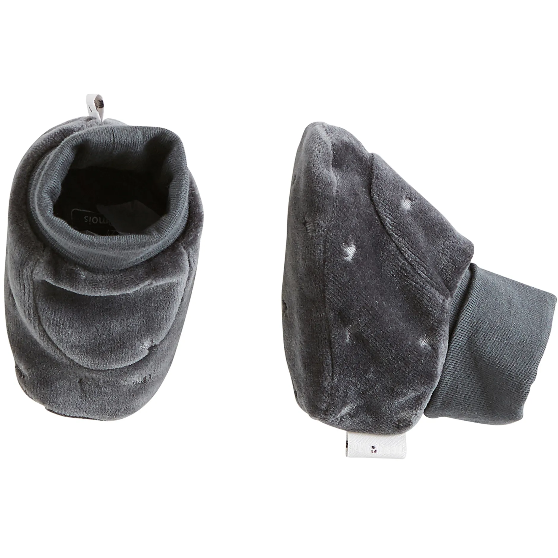 Vêtements Naissance|Bonnets, Moufles, Chaussons*P'tit bisou Chaussons velours Royal Baby Naissance de Gris carbone