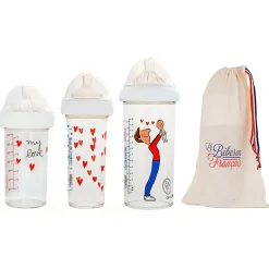 Coffrets Nouveau-Né*Le Biberon Français Coffret 2 biberons 210 ml & 1 biberon 360 ml de Papa & Bébé by Soledad