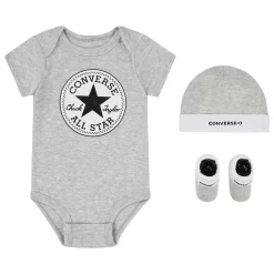 Chapeaux, Bonnets, Écharpes|Chaussettes, Chaussons*Converse Coffret Bodie + Bonnet + Chaussons 6-12 mois de Gris