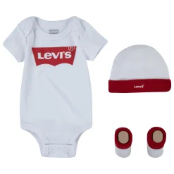 Bodies|Bodies*Levi's Kids Coffret Body + Bonnet + Chaussons 6-12 mois de Blanc/Rouge
