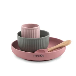 Coffrets*Maïka Coffret Repas en Silicone de Rose / Sauge