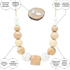 Bijoux|Soins & Beauté*Irréversible Collier d'allaitement et de portage de Blanc tissu et bois