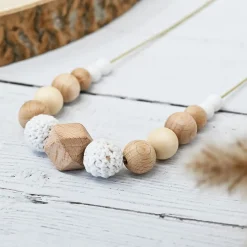 Bijoux|Soins & Beauté*Irréversible Collier d'allaitement et de portage de Blanc tissu et bois