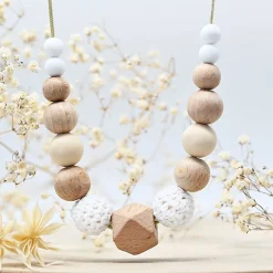 Bijoux|Soins & Beauté*Irréversible Collier d'allaitement et de portage de Blanc tissu et bois