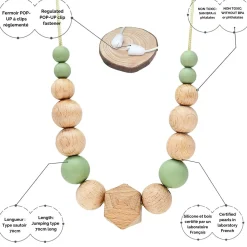 Bijoux|Soins & Beauté*Irréversible Collier d'allaitement et de portage de Vert et bois