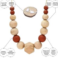 Bijoux|Soins & Beauté*Irréversible Collier d'allaitement et de portage de Rouille et bois