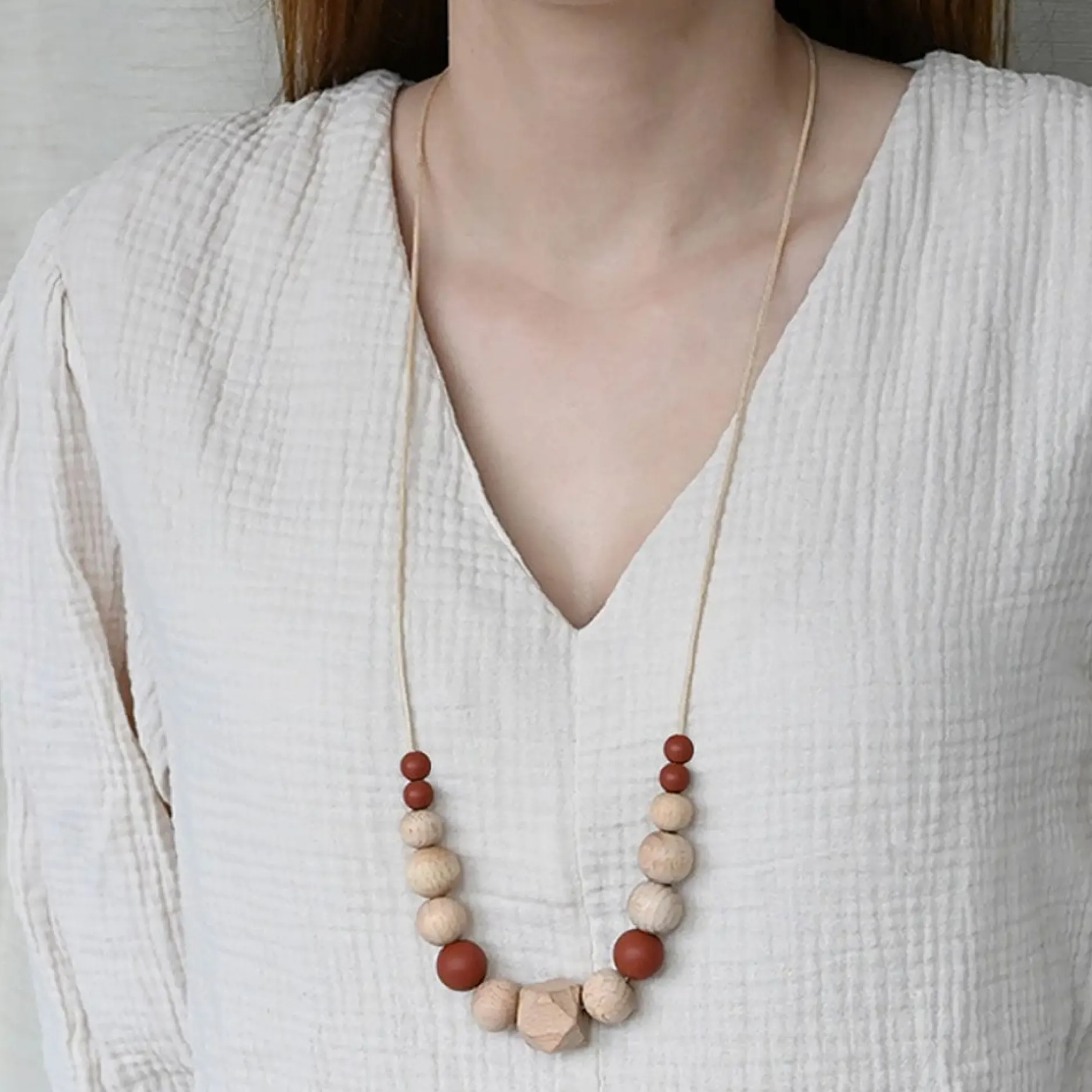 Bijoux|Soins & Beauté*Irréversible Collier d'allaitement et de portage de Rouille et bois