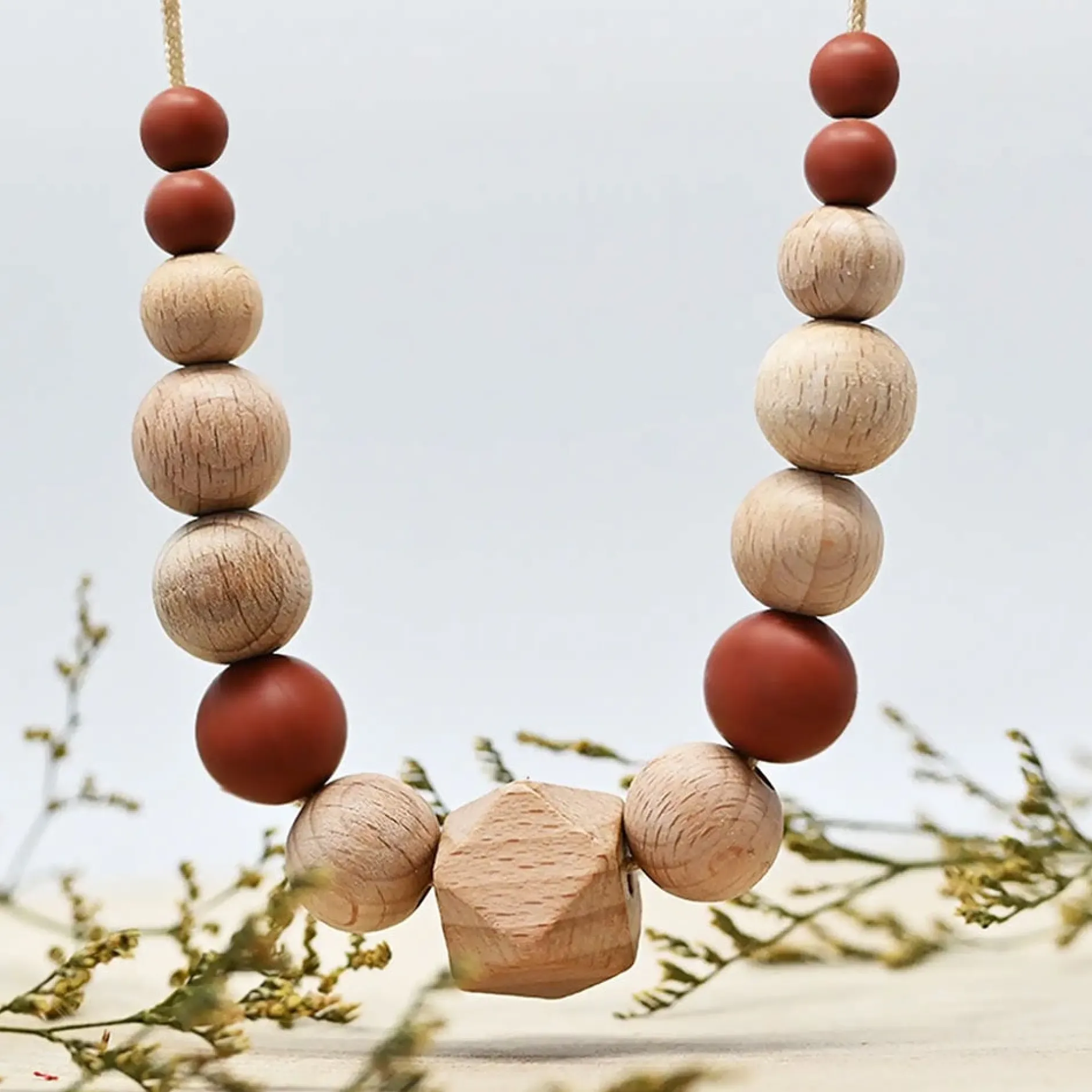 Bijoux|Soins & Beauté*Irréversible Collier d'allaitement et de portage de Rouille et bois