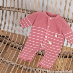 Combinaisons, Salopettes|Combinaisons, Salopettes*P'tit bisou Combinaison Collection Trousseau Tricot 2019 0-1 mois de Rose/ecru