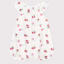 Pyjamas*Petit Bateau Combinaison courte bébé en coton fruits de Blanc Marshmallow