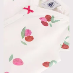 Pyjamas*Petit Bateau Combinaison courte bébé en coton fruits de Blanc Marshmallow