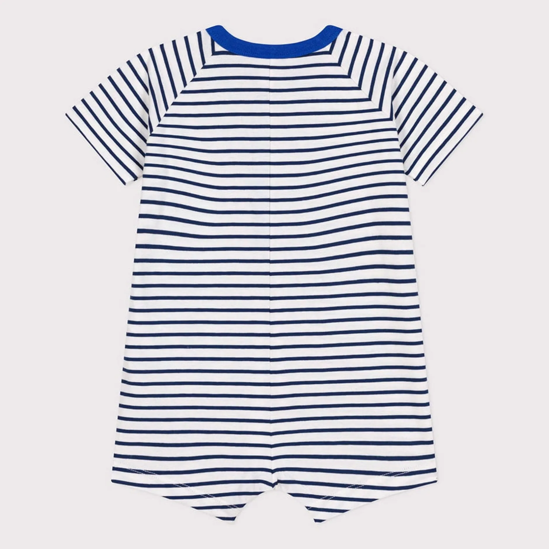 Combinaisons, Salopettes|Combinaisons, Salopettes*Petit Bateau Combinaison courte en jersey fin de Blanc Marshmallow / Bleu Médiéval