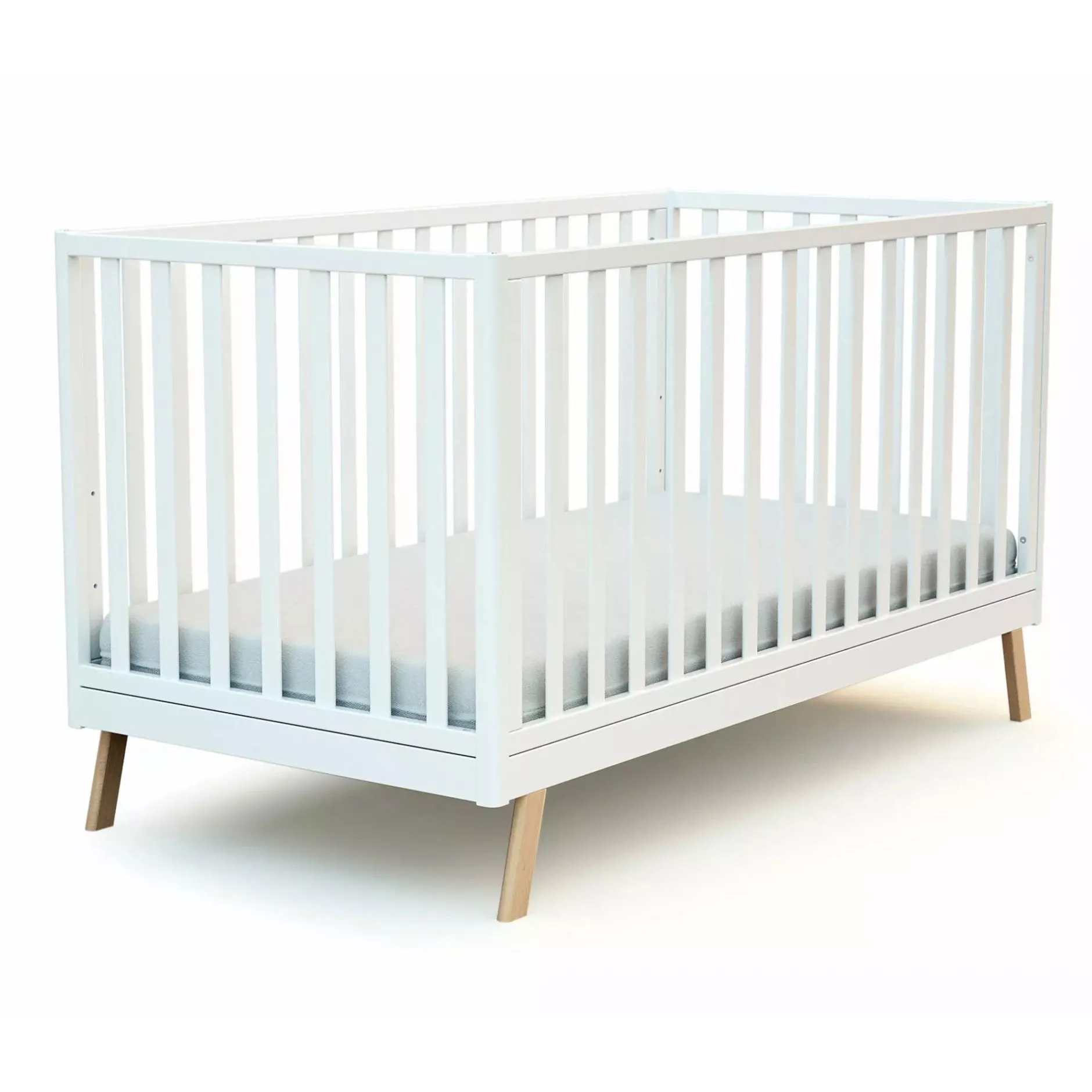 Lits 70X140 Évolutifs*AT4 Confort Lit Évolutif 70 x 140 cm de Hêtre et Blanc