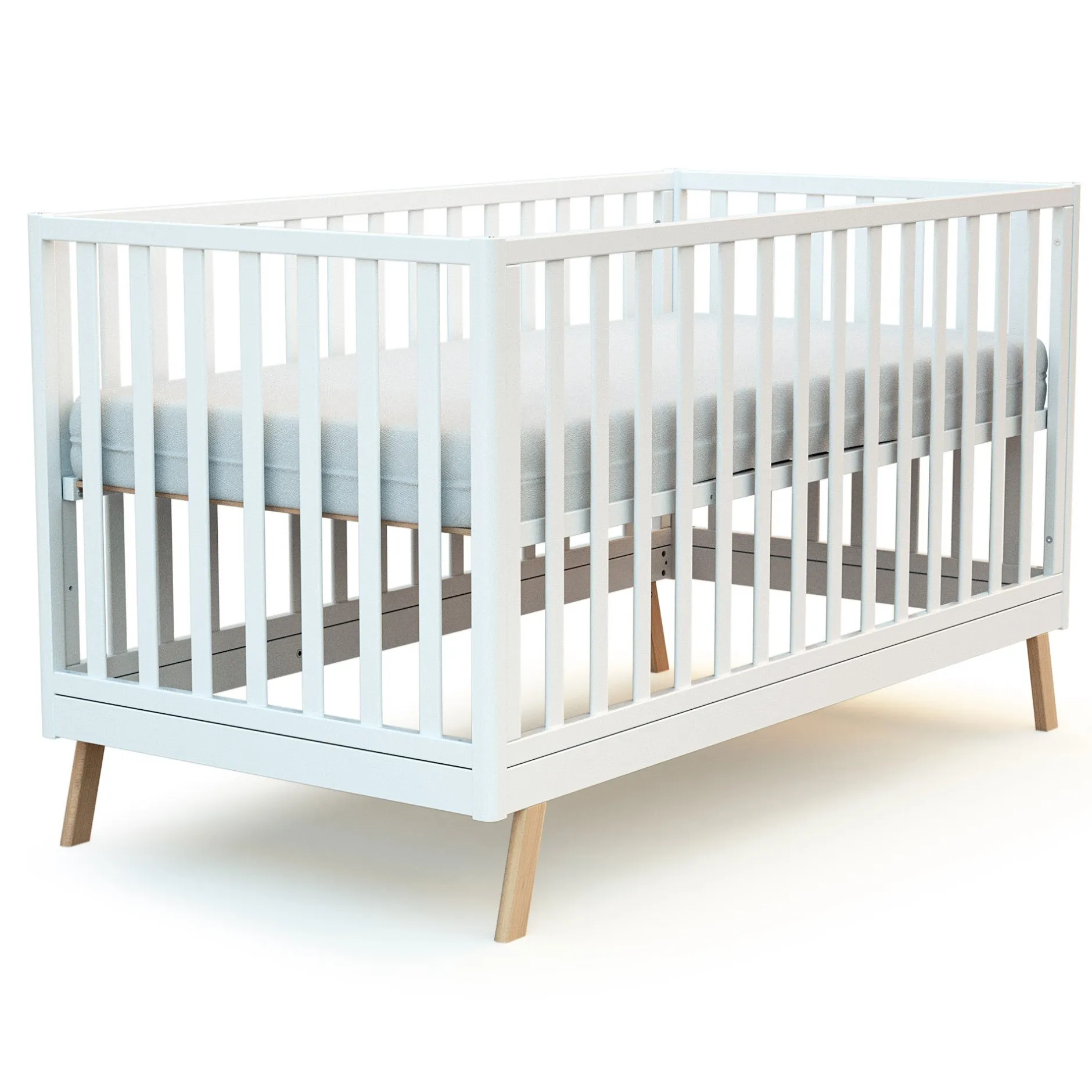 Lits 70X140 Évolutifs*AT4 Confort Lit Évolutif 70 x 140 cm de Hêtre et Blanc