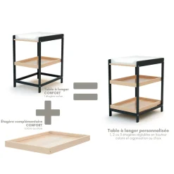 Tables À Langer|Tables À Langer*AT4 Confort table à langer de Graphite/Hêtre