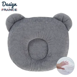 Couettes Et Oreillers|Cales-Bébé*Candide Coussin cale tête P'tit Panda de Gris Foncé