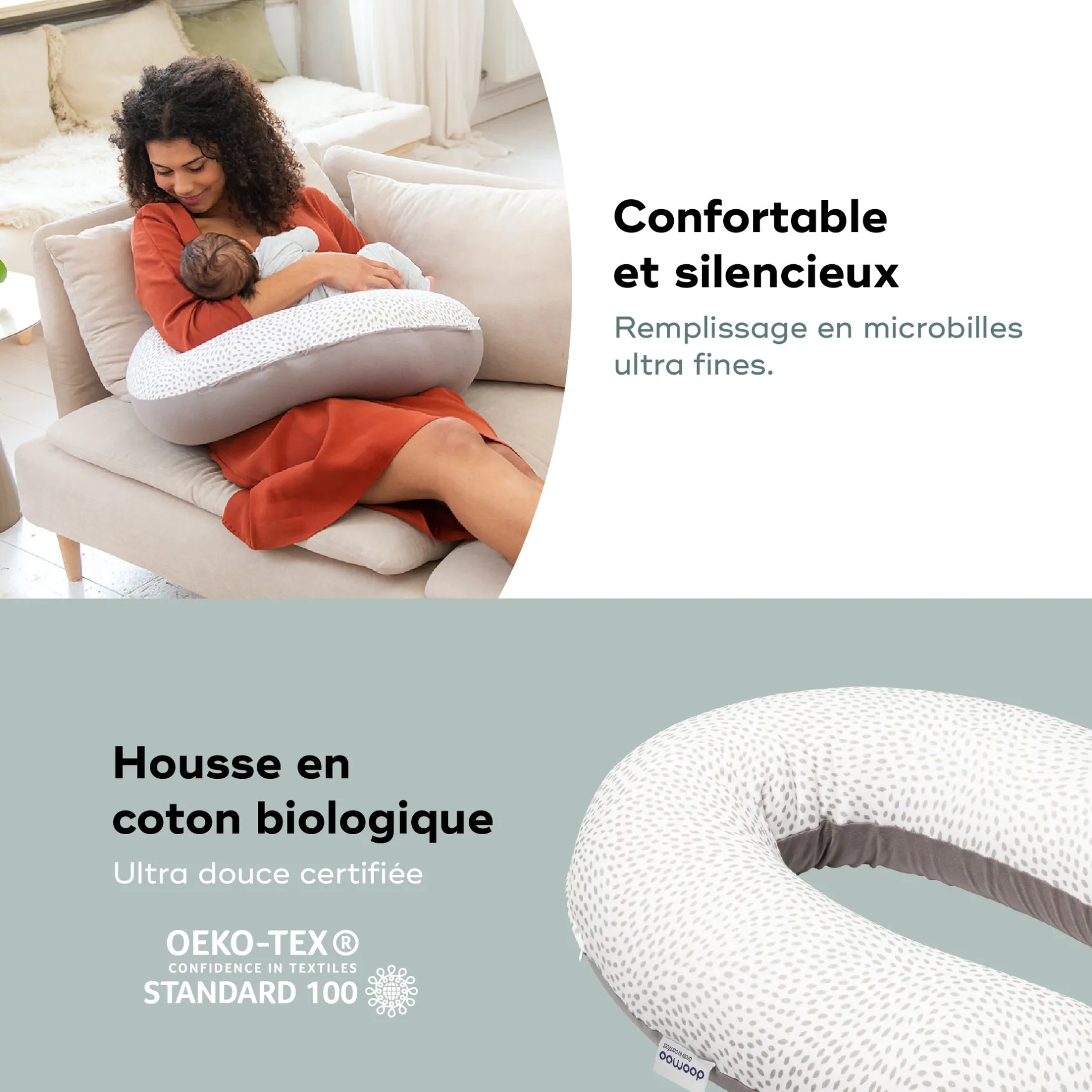 Cales-Bébé|Coussins D'Allaitement*Babymoov Coussin de maternité doomoo Buddy de risotto taupe