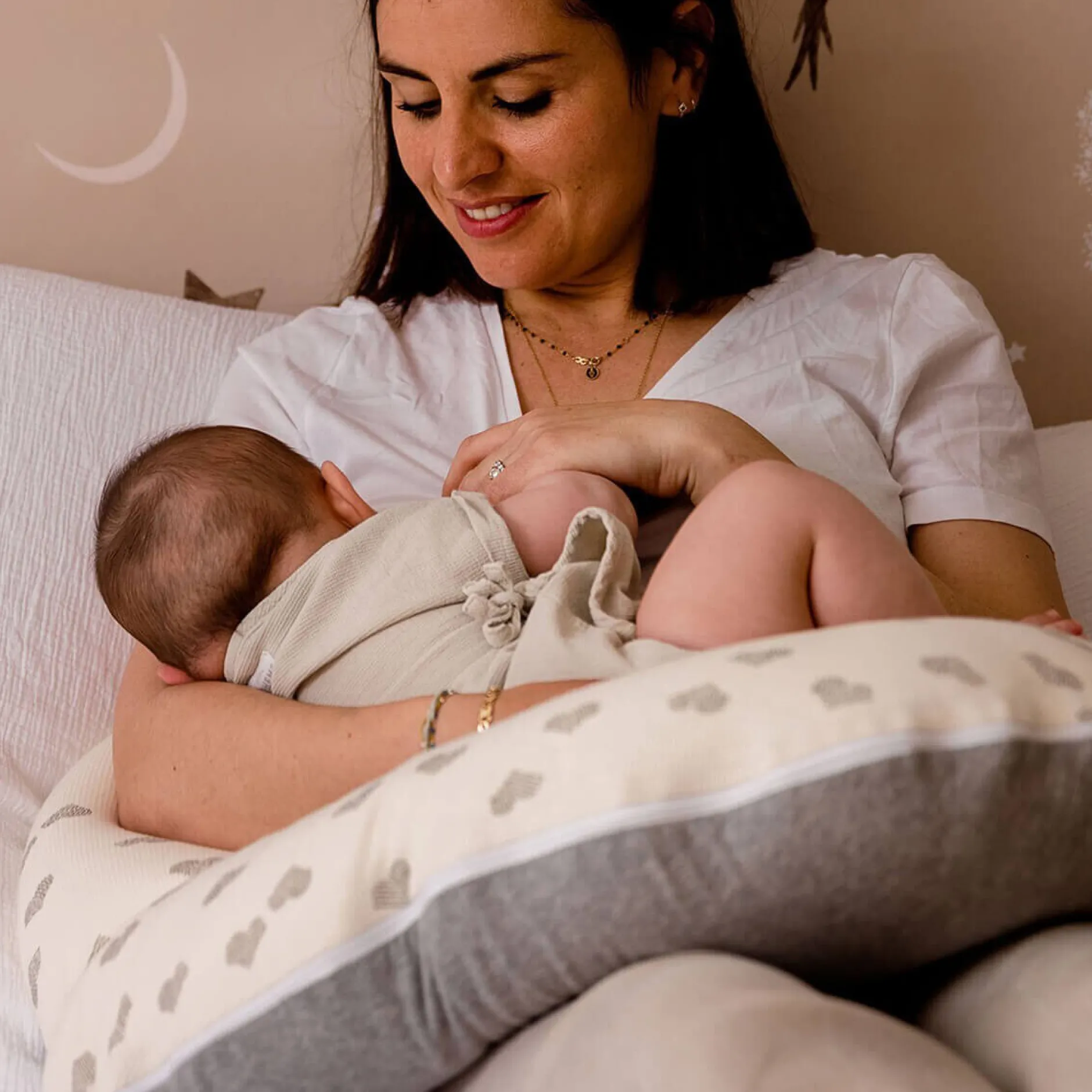 Coussins D'Allaitement|Coussins D'Allaitement*Candide Coussin de Maternité Multirelax de jersey Cœur / Gris