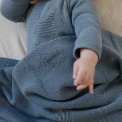 Couvertures*La Manufacture de Layette Couverture Petits Chats de Bleu Orage