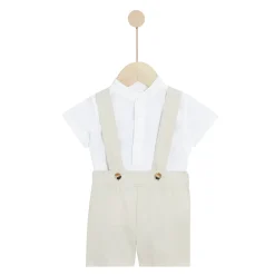 Combinaisons, Salopettes|T-Shirts, Polos, Chemises*P'tit bisou Cérémonie Ensemble chemise salopette de Beige