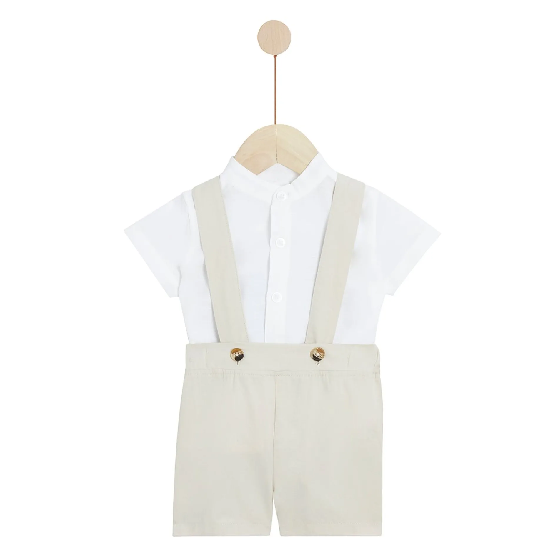 Combinaisons, Salopettes|T-Shirts, Polos, Chemises*P'tit bisou Cérémonie Ensemble chemise salopette de Beige