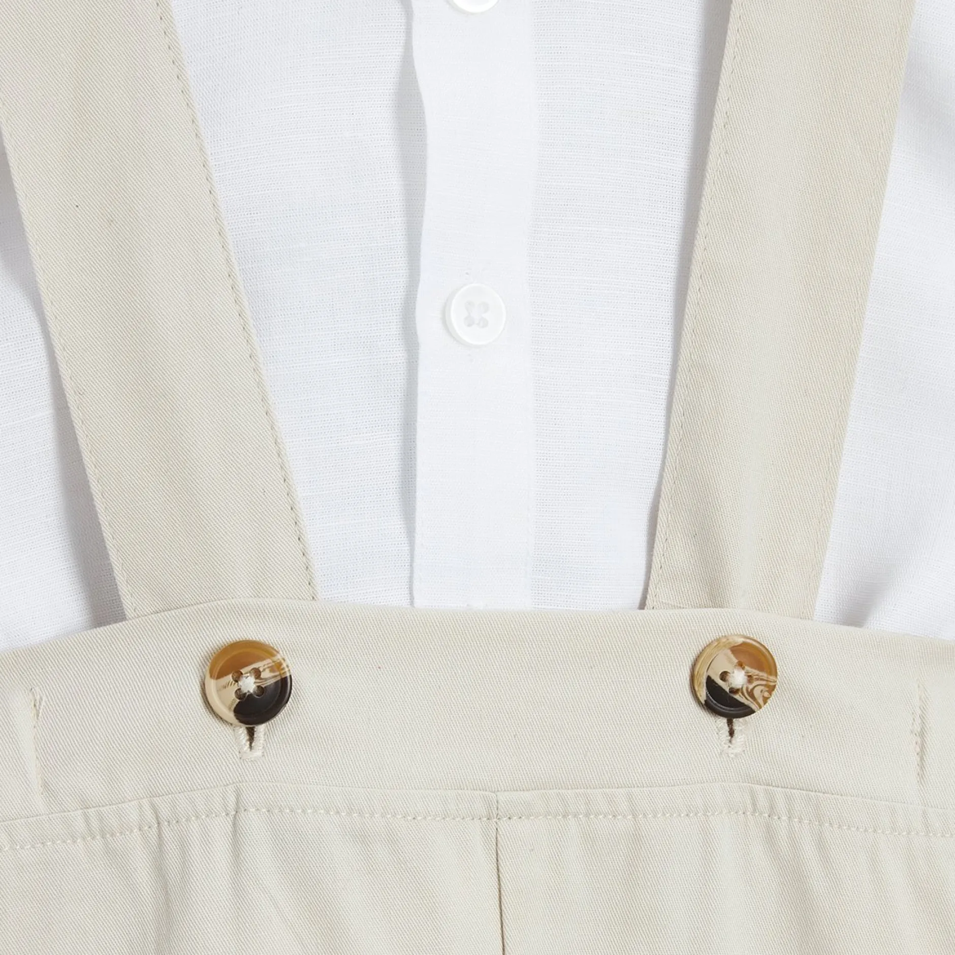 Combinaisons, Salopettes|T-Shirts, Polos, Chemises*P'tit bisou Cérémonie Ensemble chemise salopette de Beige