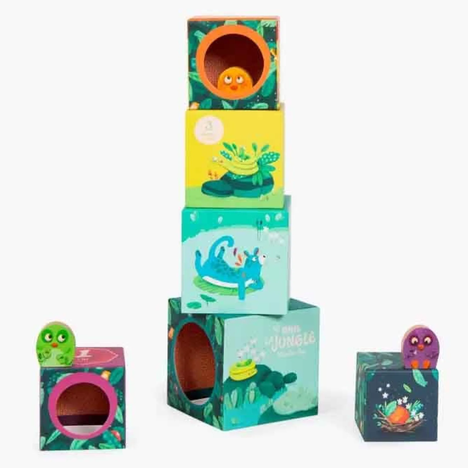 Jeux De Formes*Moulin Roty Dans la jungle Cubes empilables de