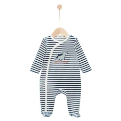 Pyjamas|Pyjamas*Marèse Dino d'Automne Pyjama de Stripe Pheasant Écru/Bleu