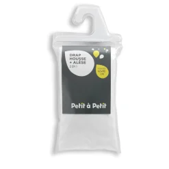 Draps Housses|Alèses*Petit à petit Drap housse + alèse 2-en-1 46 x 85 cm de Blanc