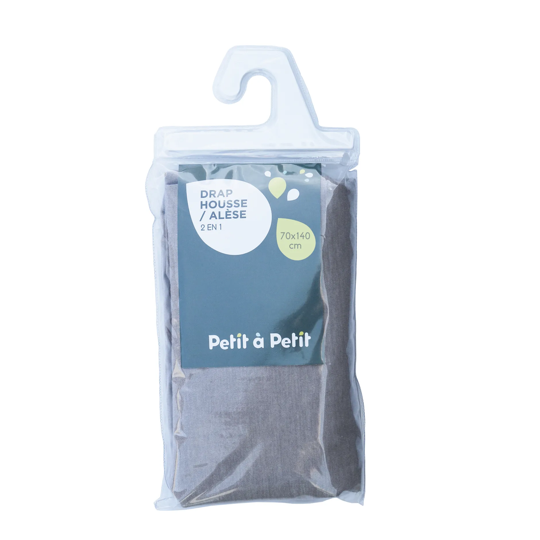 Alèses|Draps Housses*Petit à petit Drap housse + alèse 2-en-1 70 x 140 cm de Taupe