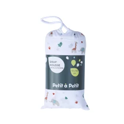Draps Housses*Petit à petit Drap housse jersey 70 x 140 cm de Imprimé safari