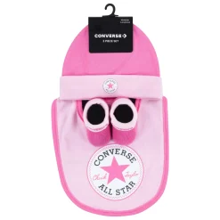 Chaussettes, Collants, Chaussons|Chapeaux, Bonnets, Écharpes*Converse Ensemble Bonnet + Bavoir + Chaussons 6-12 mois de Rose