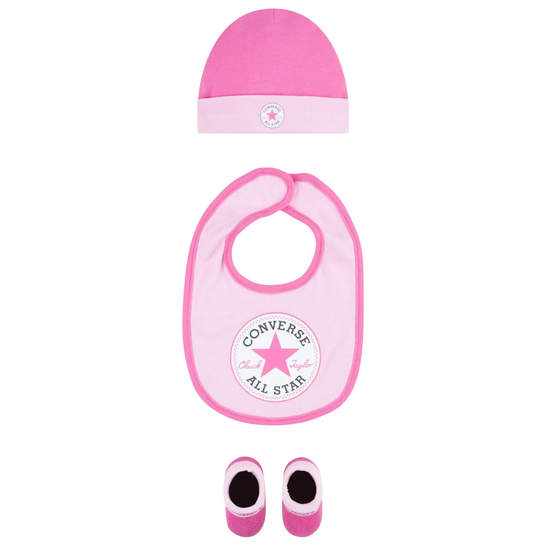 Chaussettes, Collants, Chaussons|Chapeaux, Bonnets, Écharpes*Converse Ensemble Bonnet + Bavoir + Chaussons 6-12 mois de Rose