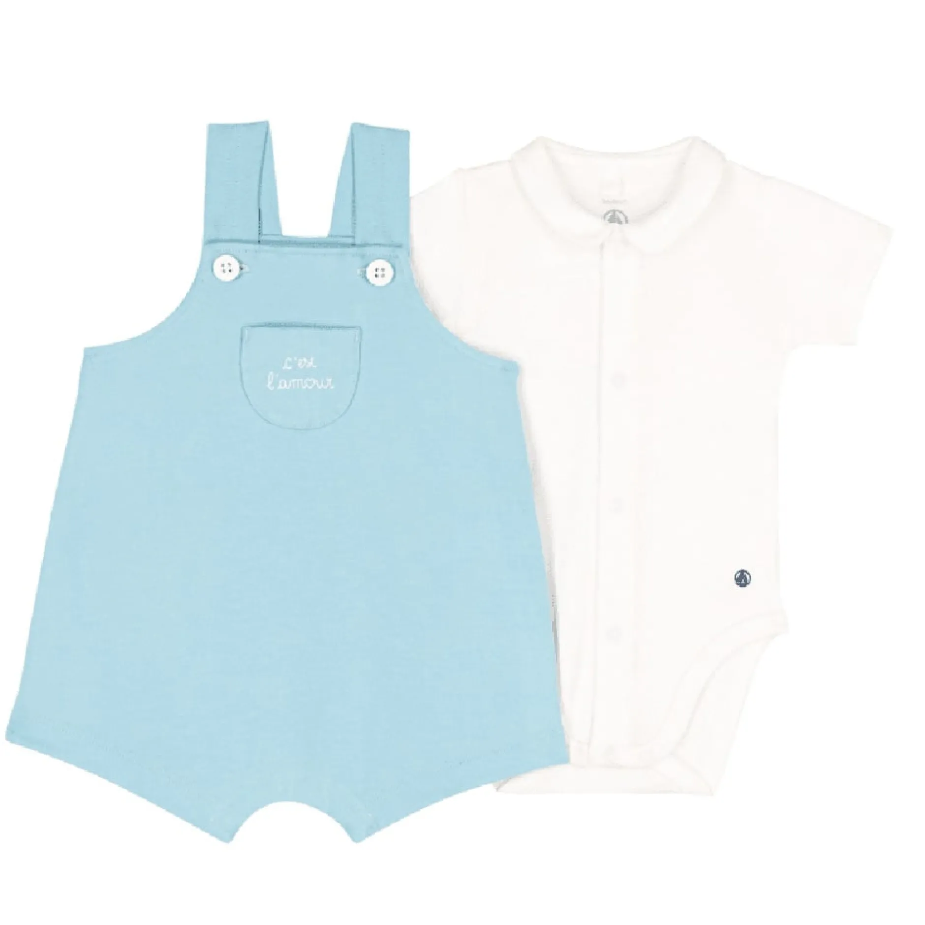 Bodies|Combinaisons, Salopettes*Petit Bateau Ensemble Salopette et body en coton de Aqua