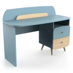Autres Mobiliers*CBA Meubles Firmiana Bureau Enfant de Bleu Orage / Bois Naturel