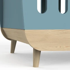 Lits 60X120 Non Évolutifs*CBA Meubles Firmiana Lit Bébé 60 x 120 cm de Bleu Orage / Bois Naturel