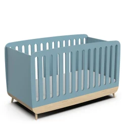 Lits 70X140 Évolutifs*CBA Meubles Firmiana Lit Bébé 70 x 140 cm de Bleu Orage / Bois Naturel