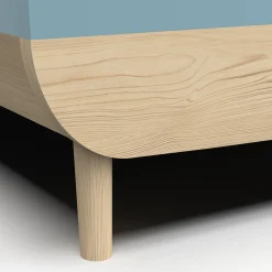 Lits 70X140 Évolutifs*CBA Meubles Firmiana Lit Bébé 70 x 140 cm de Bleu Orage / Bois Naturel