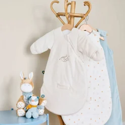 Gigoteuses & Nids D'Ange*Nattou Félix et Léo Gigoteuse Popeline + Mouffles 60 cm 0 - 3 mois de Beige