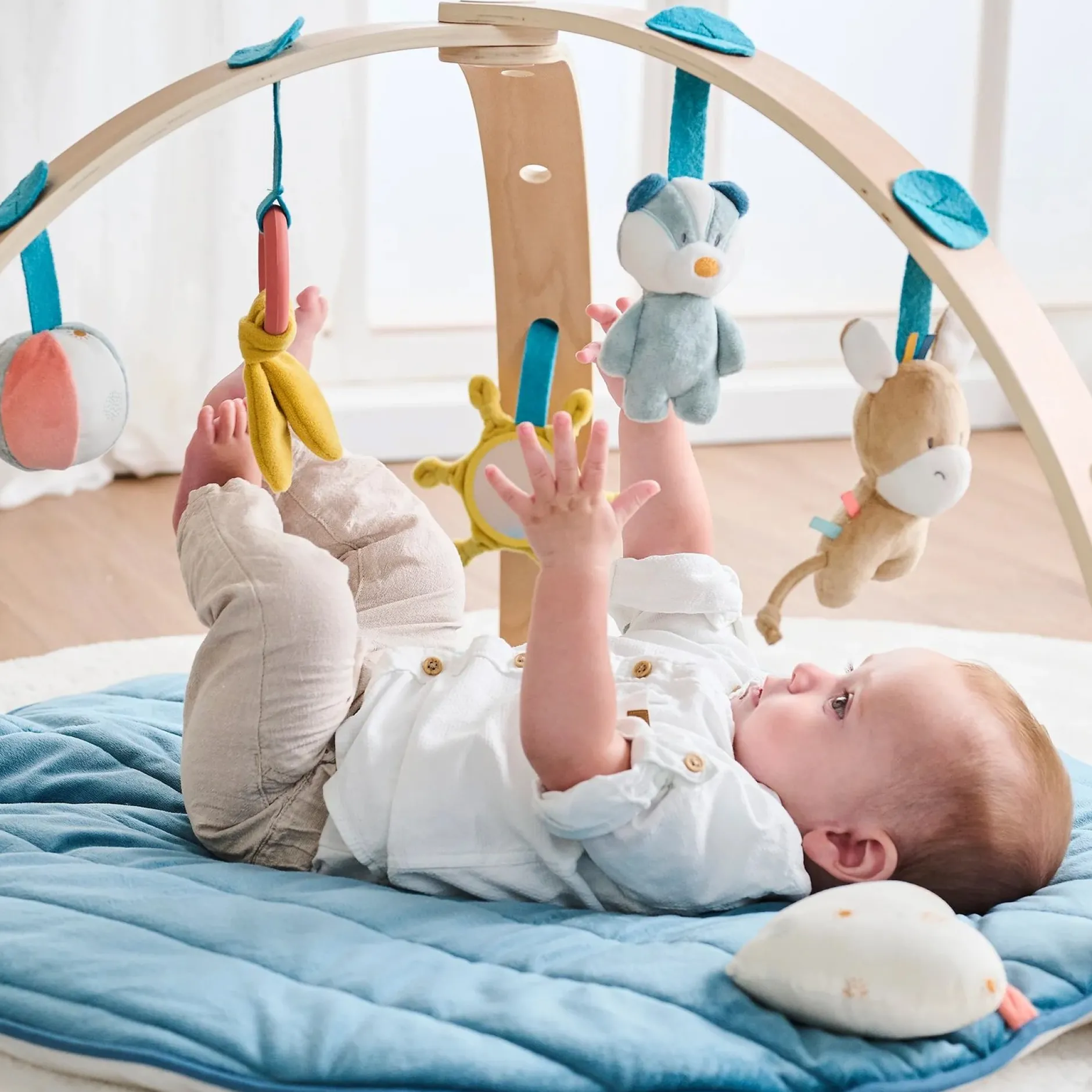 Tapis D'Éveil*Nattou Félix et Léo Tapis d'éveil avec Arches en bois de Bleu