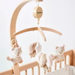 Mobiles*Nattou Flo, Ernest & Oli Mobile Musical Bois de Flo Beige