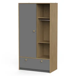 Armoires 1 Porte*CBA Meubles Gabin Armoire 1 porte + 1 tiroir de Chêne hamilton / Gris graphite